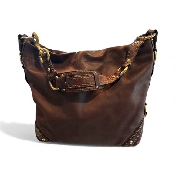 Coach Vintage Carly Brown Leather Brass Hardware Hobo Shoulder Bag - Picture 2 of 16